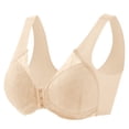 thumbnail image 4 of Gymayou 3 Pack Women Front Closure Wireless Lace Bra hin Breathable Full Coverage Beauty Back Bralette Wide Comfort Strap No Underwire Everyday Lingerie Red 3XL, 4 of 7