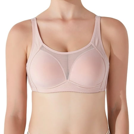 BYHONG Double Support Wireless Bra Lace Bra with Stay in Place Straps Full Coverage Wirefree Bra Tagless for Everyday Wear Pink XXL