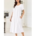 thumbnail image 3 of Ekouaer Cotton Nightgowns for Women Long Night Gown Short Sleeve Sleepdress Victorian Sleepwear Nightdress with Pockets, 3 of 6