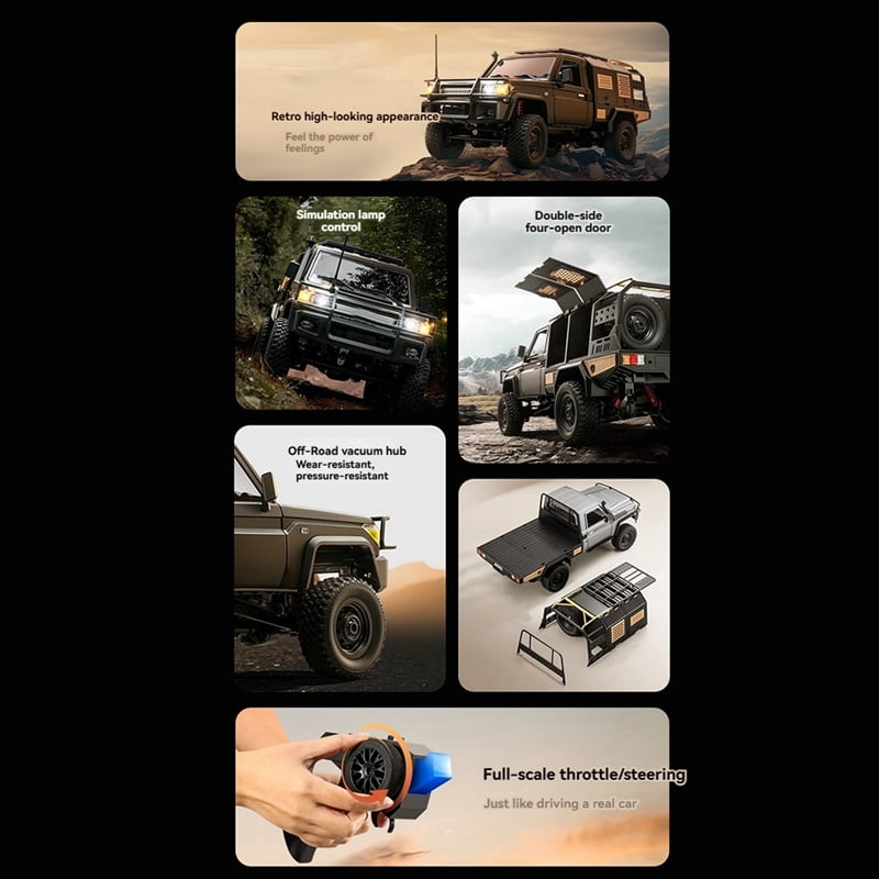 2.4G Full Scale Pickup Short Truck 4WD Climbing Car RC car Remote Control Toy for MN MODEL MN82S 1:12 black