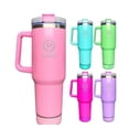 thumbnail image 5 of 2 Pack 40 oz Pink and Lliac Tumbler with Handle, Straw & Detachable Bluetooth Speaker, Stainless Steel Insulated Travel Mug, Large Capacity Cup for Car, Gym, Gifts for Women, 5 of 6