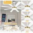 thumbnail image 5 of DWVO 60in Ceiling Fan with Light and Remote, Modern Fan Light With 8 Blades,6 Speeds - White & Gold, 5 of 14