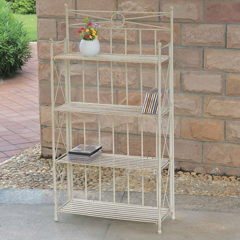 International Caravan Narrow 4-Tier Iron Folding Bakers Rack International Caravan Narrow 4-Tier Iron Folding Bakers Rack