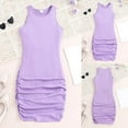 thumbnail image 2 of WEAIXIMIUNG Robes de Bal avec Manches Bouffantes Enfants Filles Été Sans Manches Robe de Couleur Unie Robe Décontractée pour Filles 8-9 Ans, 2 of 7