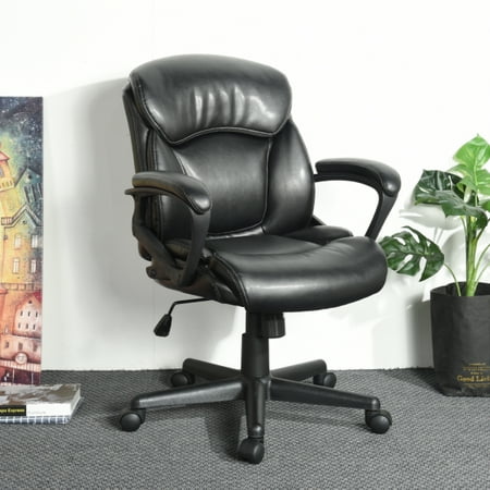 Chair Tilt Lock HOMY CASA Office Chair, Vintage Executive Boss Chair Arm PU Leather High Back Task Chair Adjustable Tilt Lock 360? Swivel Computer Desk Chair (Black) ()