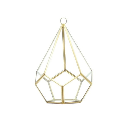 WGV Gold Tear Drop Geometric Terrarium - 5.5" Wide x 8" Height, Good quality Terrarium - 1 Pc