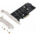 thumbnail image 1 of Dual M.2 PCIe Adapter, M2 SSD NVME (m Key) or SATA (b Key) 22110 2280 2260 2242 2230 to PCI-e 3.0 x 4 Host Controller Expansion Card with Low Profile Bracket for Desktop PCI Express Slot, 1 of 5