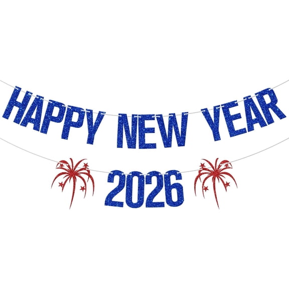 Happy New Year 2026 Banner, 2026 New Year Party Decorations, Hello 2026, Welcome to 2026 Banner, New Years Eve Party Decorations (Blue and Red)