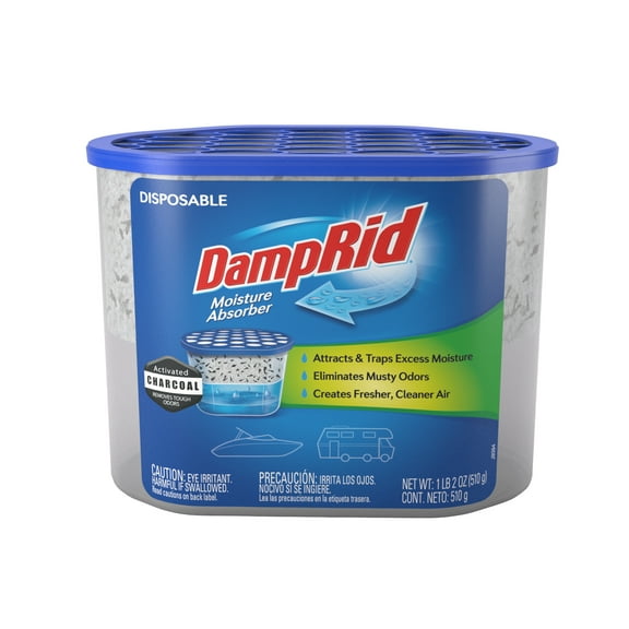 DampRid Moisture Absorber for Boats and RVs with Activated Charcoal, Fragrance Free, 18 oz.