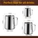 thumbnail image 2 of Jarra de leche de acero inoxidable de 350 ml/600 ml/900 ml (12 oz/20 oz/32 oz) para espumador de leche de café, capuchino y café con leche (plateada, 20 oz/600 ml), 2 of 5