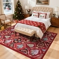 thumbnail image 4 of Moynesa 5'x7' Christmas Area Rug for Living Room, Xmas Tree Modern Rug Kitchen Rug Washable Rug Non Slip Moroccan Carpet Holiday Decor Geometric Soft Accent Rug for Bedroom Dining Room, Red, 4 of 12