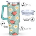 thumbnail image 3 of Strawberry 40 Oz Tumbler with Handle Lid and Straw, Stainless Steel Double Walled Vacuum Insulated Cup, Cute Anniversary Wedding Birthday Gifts Tumbler for Women Men Friends Outdoor Indoor, 3 of 7
