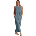thumbnail image 2 of Women'S Casual Sleeveless Pleated Round Neck Vest Wide Leg Cropped Pants Set Gray Blue M, 2 of 6