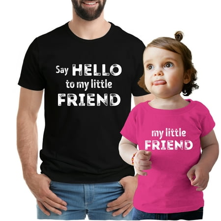 T-Shirt Gift for Dad, Say Hello to My Lil Friend T-Shirt, Mens Lg & Pink Size 2