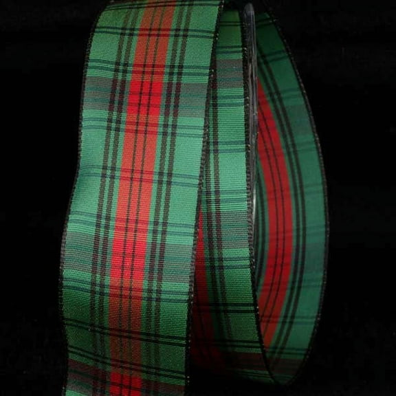 The Ribbon People Green and Red French Plaid Wired Craft Ribbon 1.5" x 27 Yards