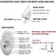 thumbnail image 2 of Aro para la nariz, bisagra de acero médico 316L, anillo para la nariz, espaciador, aretes de aro para cartílago en espiral, joyería para perforación corporal, 8 mm de diámetro, 1 pieza de oro ER, 2 of 6