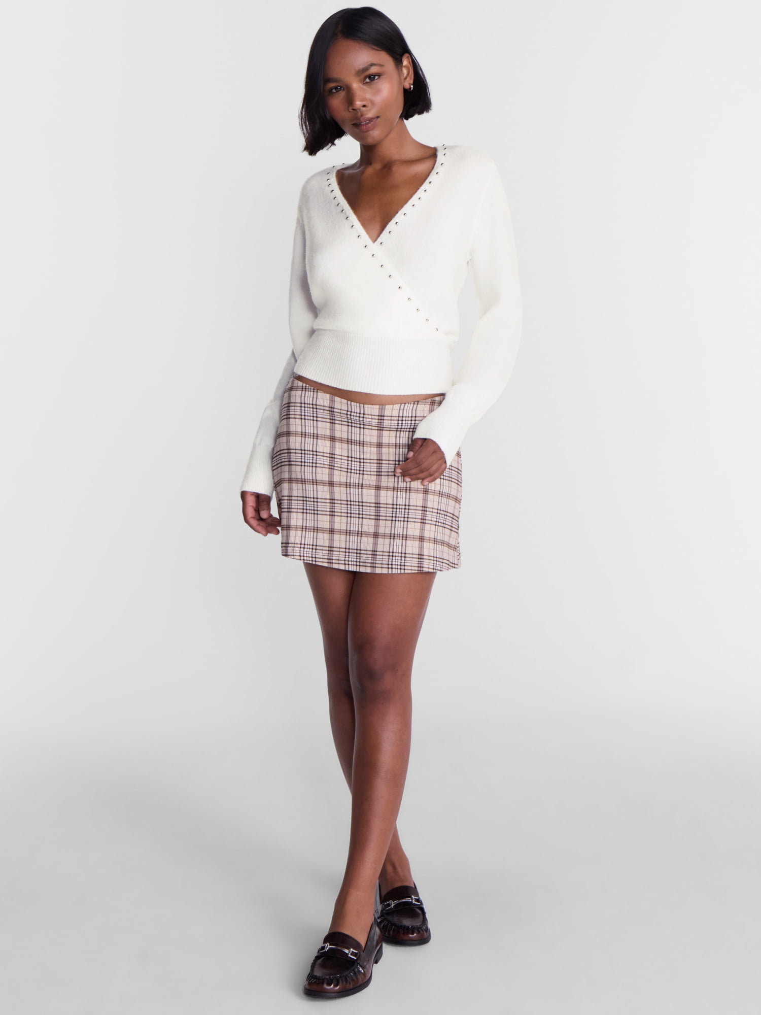 No Boundaries Surplice Pullover with Studs, Women’s XXS-XXL