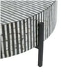 thumbnail image 5 of DecMode 38" x 12" Gray Mother of Pearl Shell Handmade Vertical Stripe Mosaic Inlay Geometric Coffee Table with Black Metal Legs, 1-Piece, 5 of 11