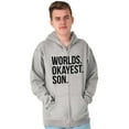 thumbnail image 4 of Worlds Okayest Son Funny Children Men's Big & Tall Graphic Zip Up Hoodie Brisco Brands 4X, 4 of 5