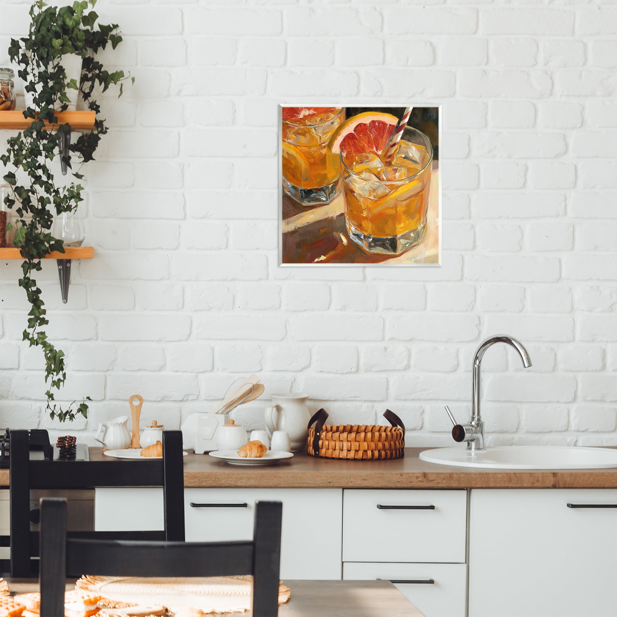 Stupell Industries Grapefruit Cocktail with Ice Cubes Wall Plaque Art, design by Petal Prints Design