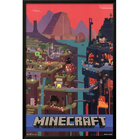 minecraft cube lamina framed poster wall art 24x36 walmart com