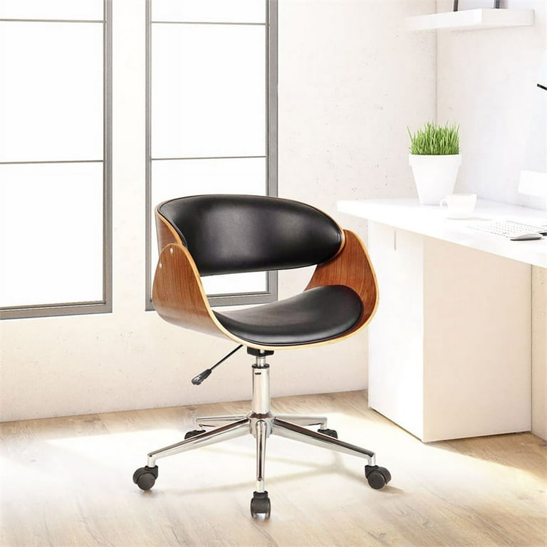 Pemberly Row Wood Office Chair in Beige and Black Walmart