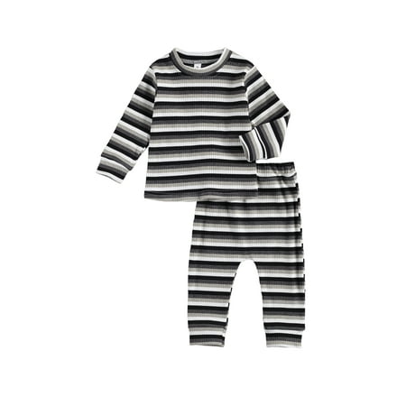 

Seyurigaoka Children s Two Piece Set Toddler s Striped Top Stretch Pants for Baby