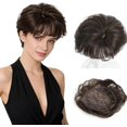 thumbnail image 1 of Yanonmyfd Short Hair Topper for Women Boost Volume,Clip in Textured Wavy Topper Hairpiece Synthetic Fibers with Breathable Rose Base 6.5x6.5 Inch T4-88# Salt-and-Pepper Gray Wiglet Hairpice for Mom, 1 of 14
