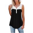 thumbnail image 1 of Top de verano con cuello en V, sin mangas, dobladillo suelto, costura, cómoda, informal, blusa para mujer para el trabajo y la Oficina, 1 of 6