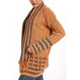 thumbnail image 5 of New Fashion for Women YOOSMATIC Jacquard Open Front Cardigan Fringe Trim Sweater Brown Large Size, 5 of 6