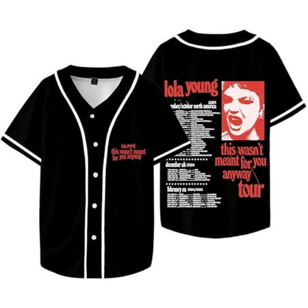 Lola Young 2024 Tour Merch Baseball Jersey V-Neck Shirt Women Men Short Sleeve Tee Streetwear Clothes