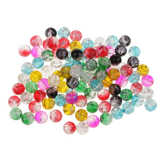 EHJRE 100 Pieces of Glass Beads Intermediate Beads Round Assorted Mixed Colored Beads