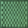 thumbnail image 1 of Ahgly Company Machine Washable Indoor Square Checkered Turquoise Blue Modern Area Rugs, 5' Square, 1 of 4