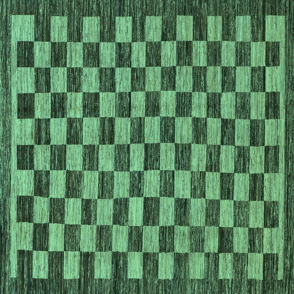 Ahgly Company Indoor Square Checkered Turquoise Blue Modern Area Rugs, 8' Square