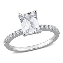 Everly Women's Created White Sapphire Engagement Ring in 10K White Gold