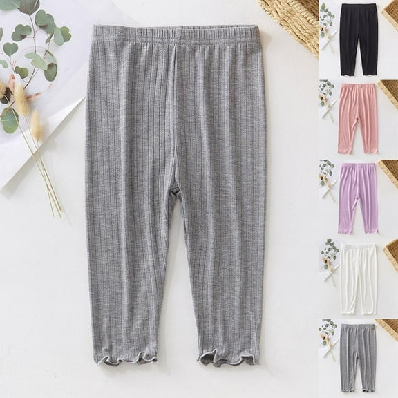 Ahuyic Solid Color Mesh Girls Capris Kids Breathable Casual Bottoms 1-9Y