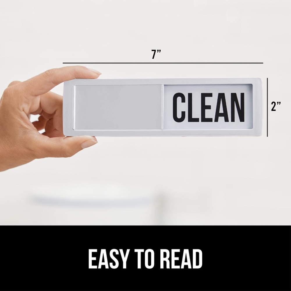 GORILLA GRIP Dishwasher Magnet Clean Dirty Sign, Optional Adhesive for Non-Magnet Surfaces, Silver