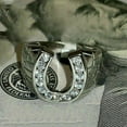 thumbnail image 3 of Diastar Mens Horse Shoe Ring 14K White Gold Finish Silver Round Cut Cubic Zirconia, 3 of 4