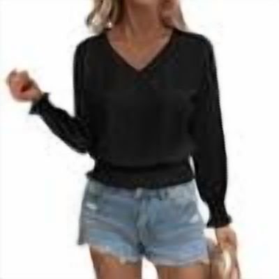 Women 2025 Fall Winter V-Neck Pleated Puff Sleeve Shirts Fashion Lotus Leaf Hem Tops Lightweight Soft Casual Plain Blouse Top