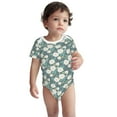 thumbnail image 2 of Yiaed Flower Print Infant Climbing Short Sleeve Onesie One-Piece Baby Bodysuit Clothes 0-12 Months -18 Months, 2 of 6