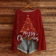 thumbnail image 3 of Women's Round Neck Lightweight Sweater Casual Long Sleeve Christmas Print Knit Pullover for Fall and Winter, Merry Christmas Design, Cozy and Festive, Christmas Sweaters for Women ,Deep Red,S, 3 of 5