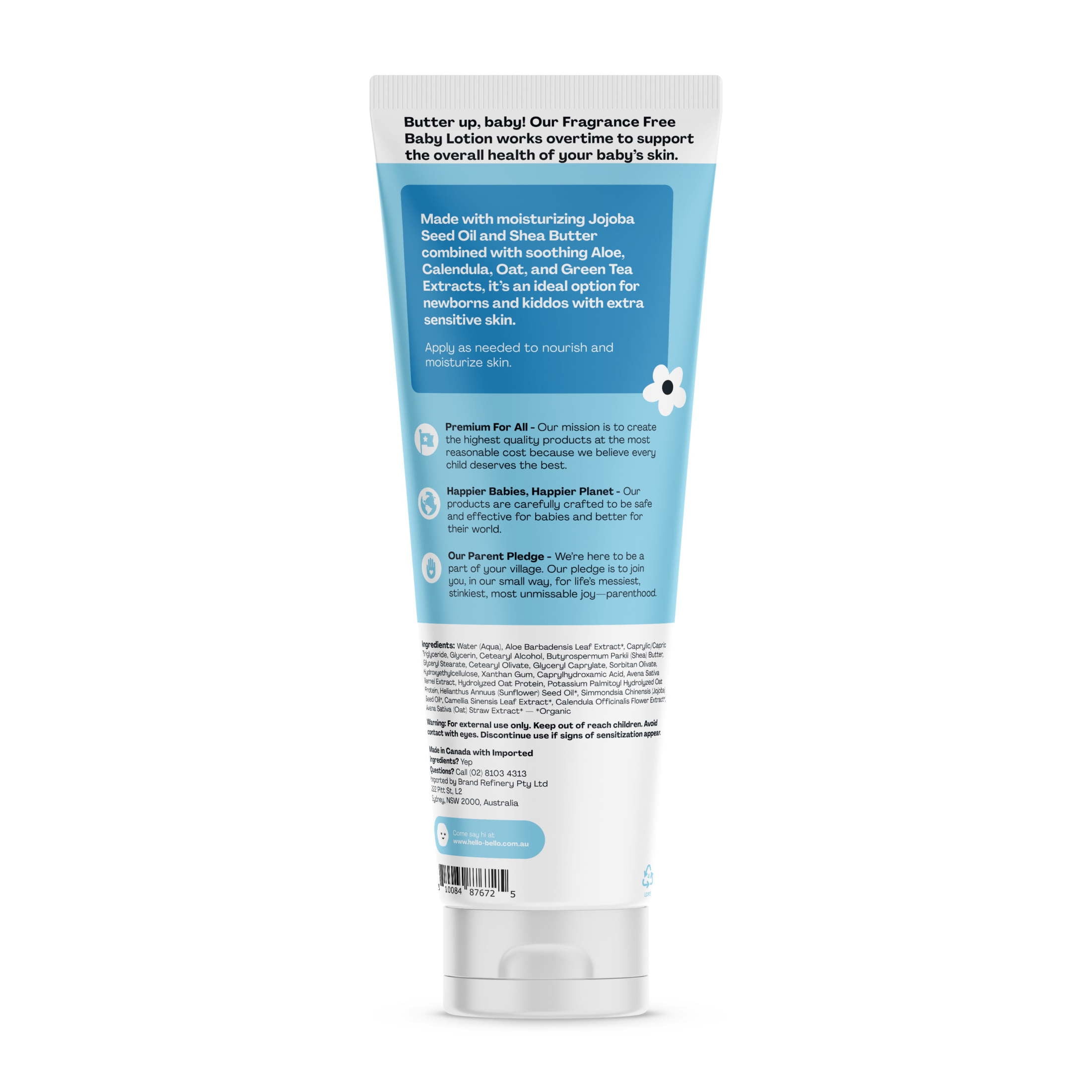 Hello Bello Baby Lotion, Gentle for Infants & Kids, All Skin Types, Fragrance-Free, 8.5 oz