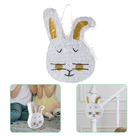 LOLIPPYY Candy Filled Easter Pinata Decor White Rabbit Shape for Hanging on Trees Doors Walls