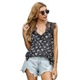 thumbnail image 4 of ABPHQTO Camiseta sin mangas con hombros descubiertos y encaje floral negro para mujer, 4 of 5