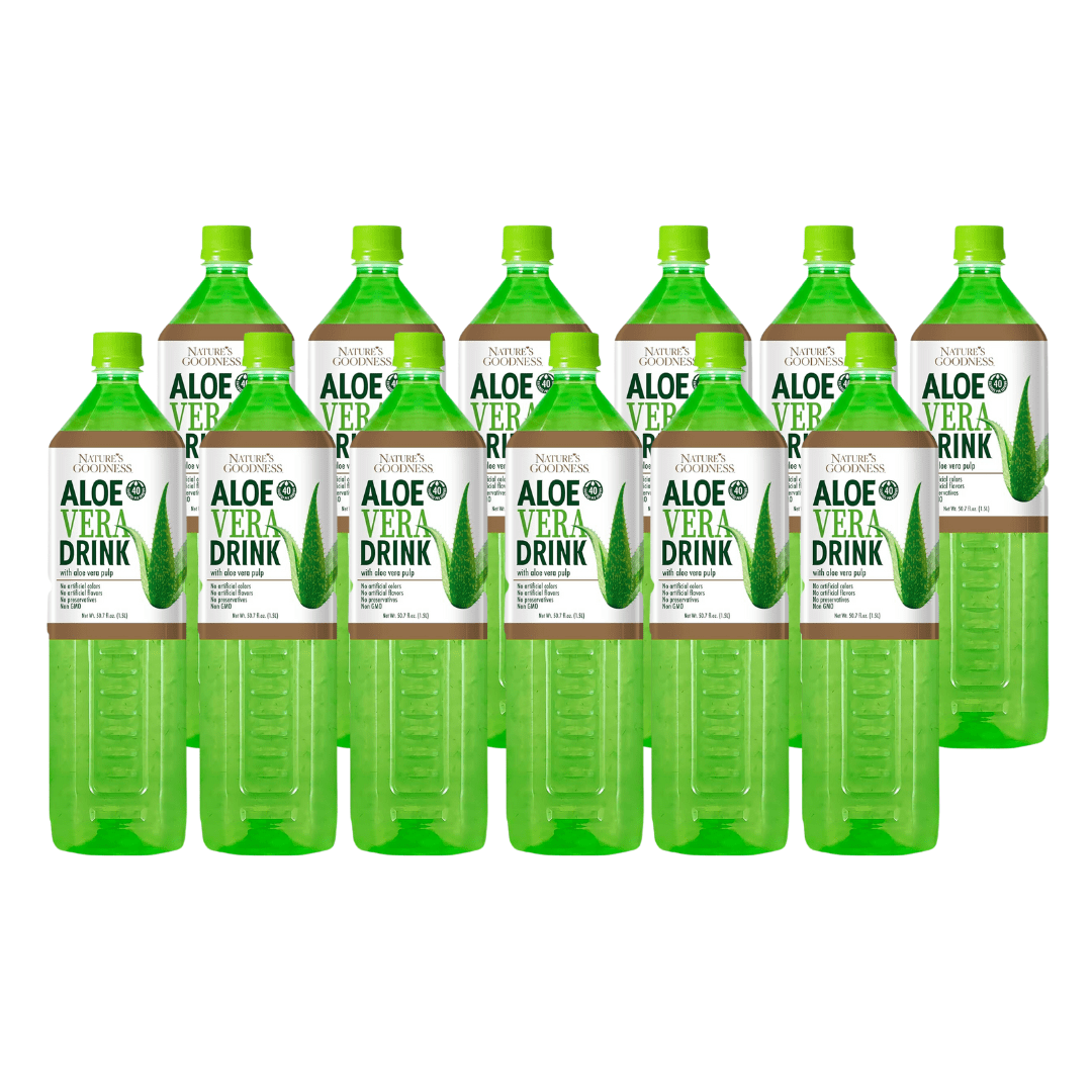 Nature's Goodness Aloe Vera Drink with Pulp -12 Pack case - 50.7 Fl Oz (1.5 L) each - total 18 Liters