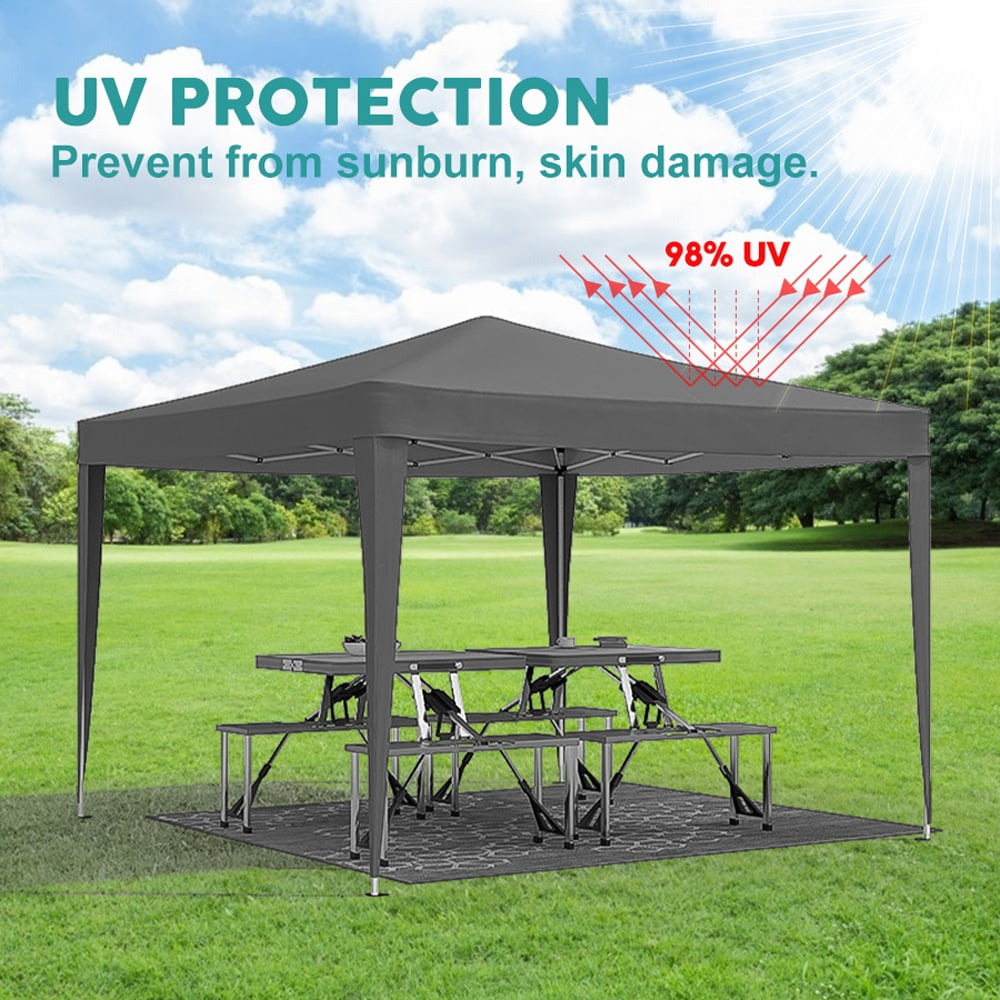 Miniyam 10x10 Pop Up Canopy Tent, Waterproof Outdoor Canopy with Removable Sidewalls, Windows, Sandbags and Carry Bag, Black