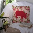 thumbnail image 3 of Rhinoceros Shabby Chic Pink Roses Fabric Decorative Pillow, 3 of 4