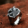 thumbnail image 4 of HOOUN Nordic Viking Odin's Raven Totem Signet Ring Stainless Steel Retro Biker Ring-12, 4 of 5