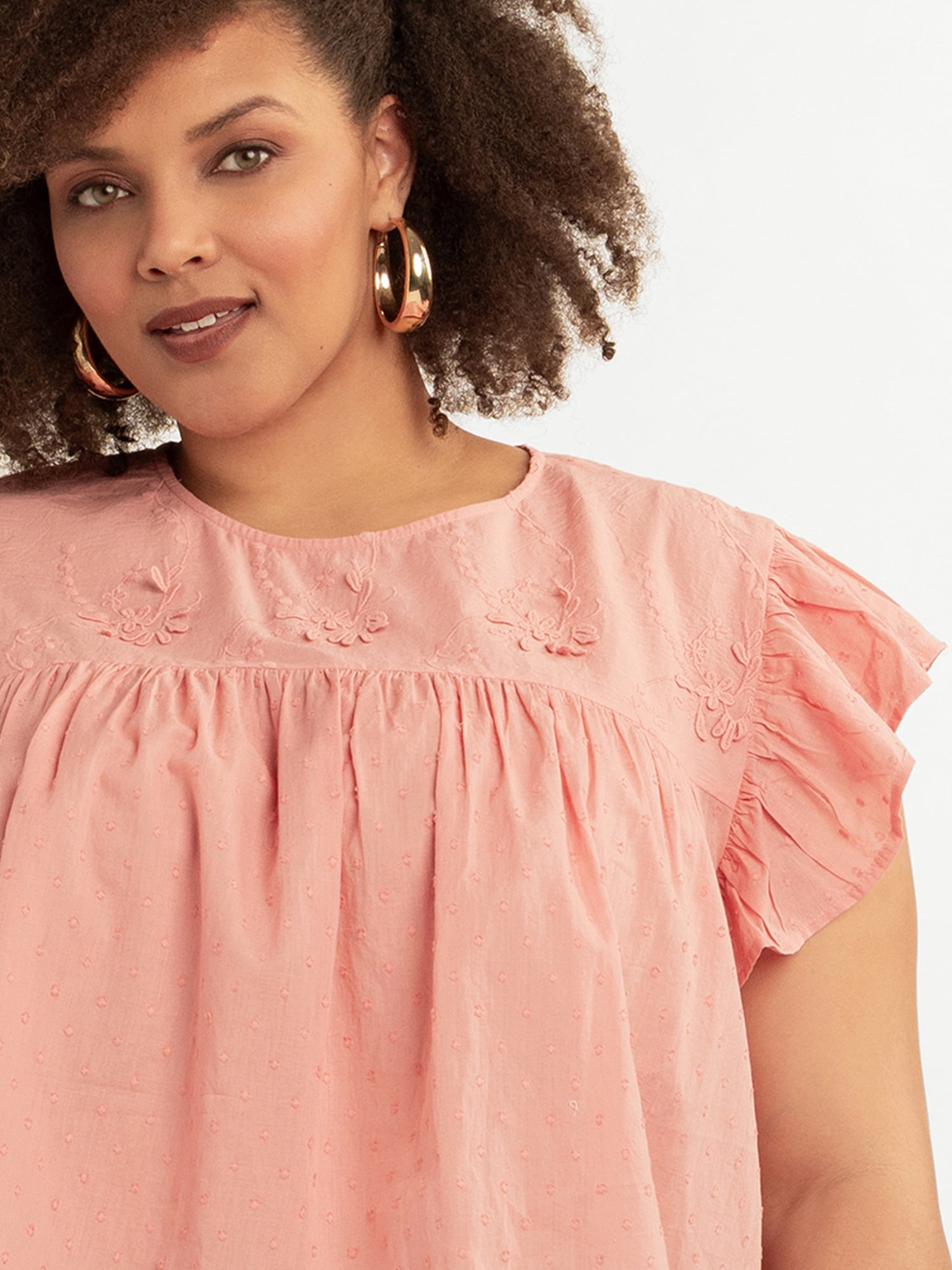 Jessica Simpson Women's and Women's Plus Chandler Flutter Sleeve Top, Sizes XS-4X