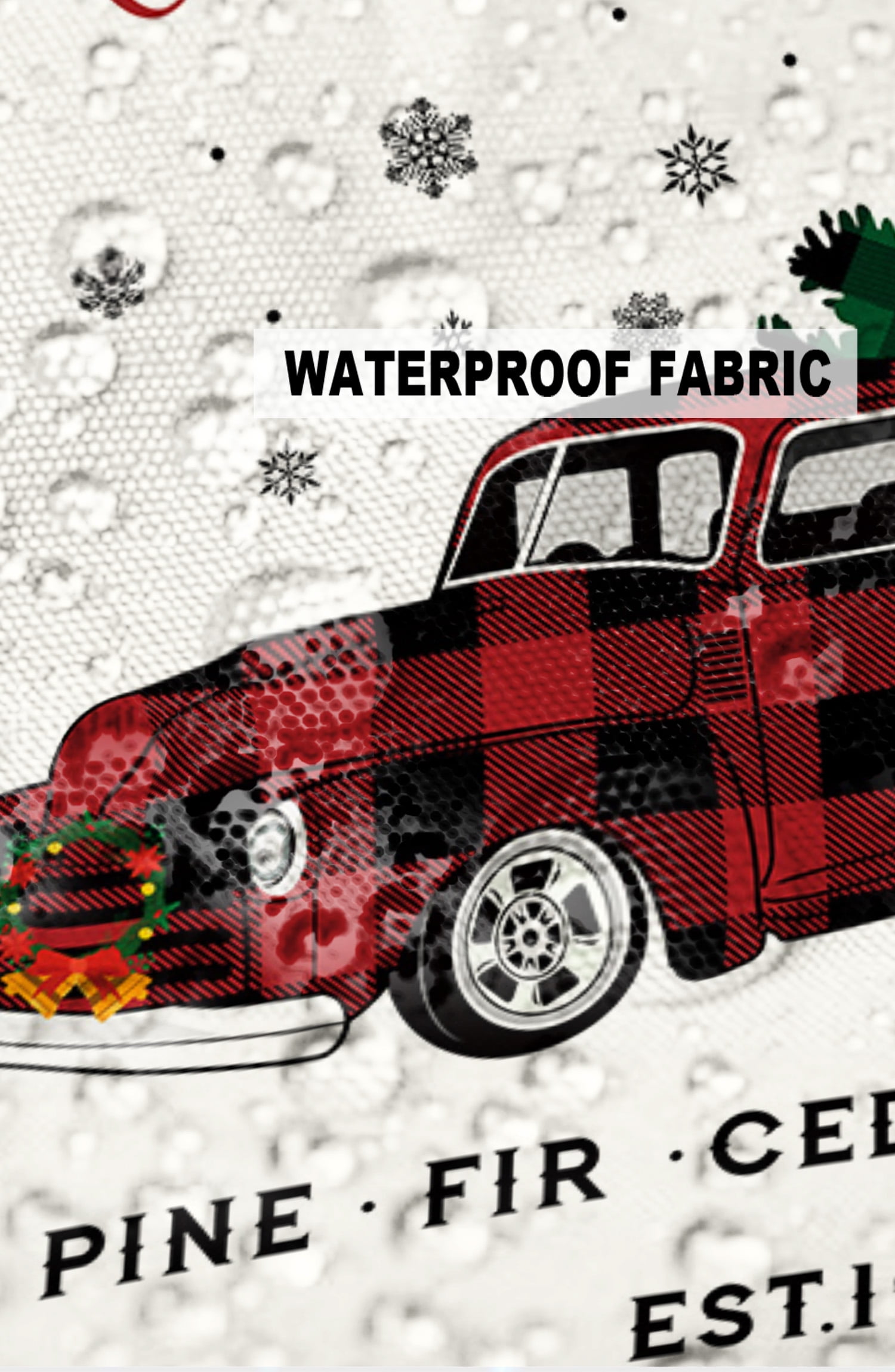 Pack of 2 Outdoor Pillow Covers, Christmas Red Plaid Truck Carry Xmas Tree White Background Waterproof Square Throw Pillowcase Cushion Decorative Pillow Covers for Couch Patio Tent, 24x24 in